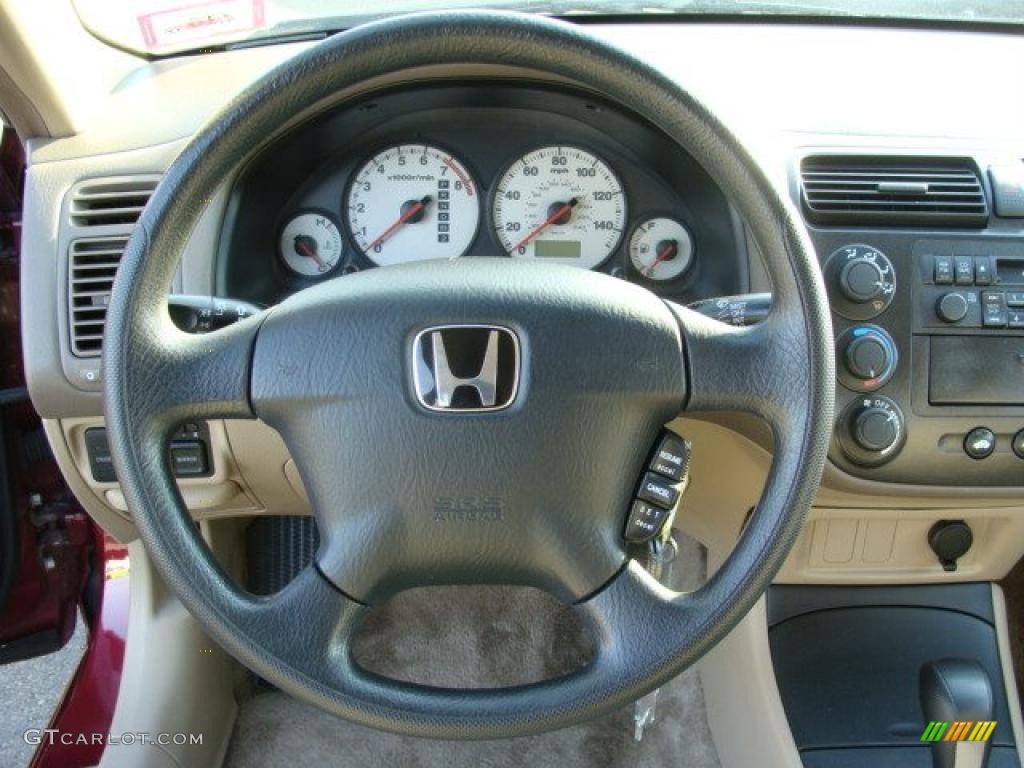 2002 Honda Civic LX Sedan Beige Steering Wheel Photo #45942039
