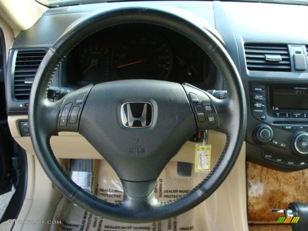 2004 Honda Accord EX V6 Coupe Ivory Steering Wheel Photo #45942357