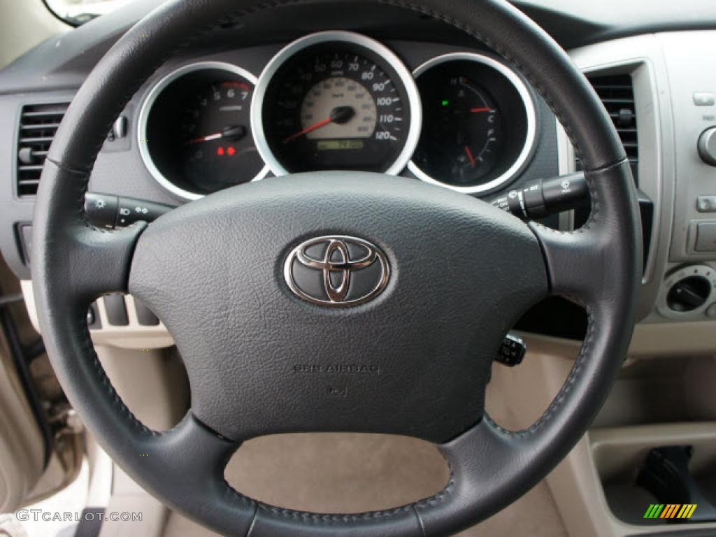 2005 Toyota Tacoma PreRunner Double Cab Taupe Steering Wheel Photo #45953284