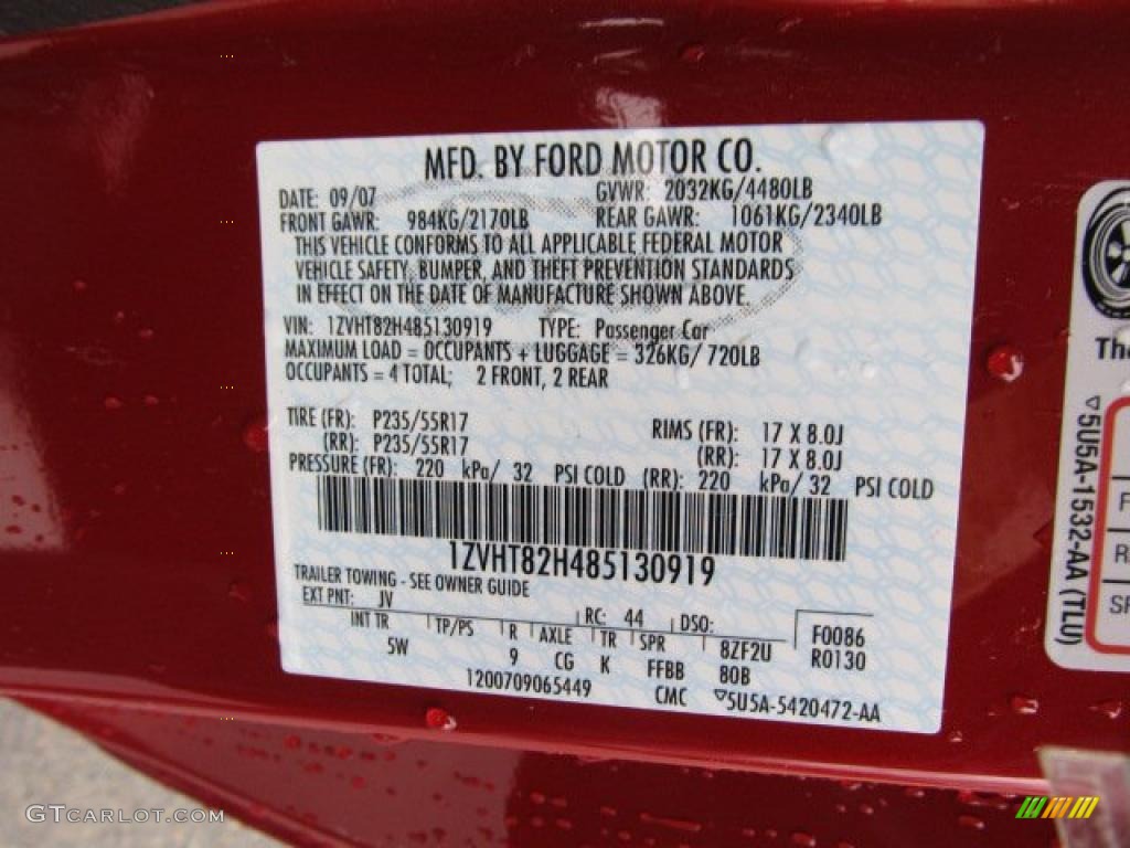 Ford mustang candy apple red paint code