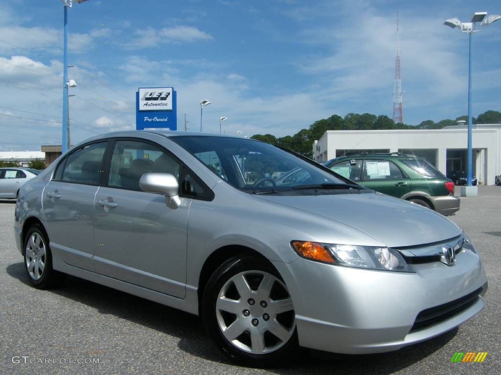 2007 Civic LX Sedan - Alabaster Silver Metallic / Gray photo #16