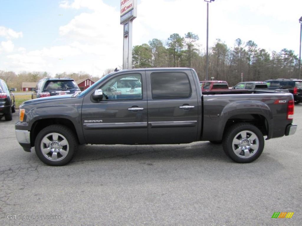 2011 Sierra 1500 SLE Crew Cab - Storm Gray Metallic / Ebony photo #4