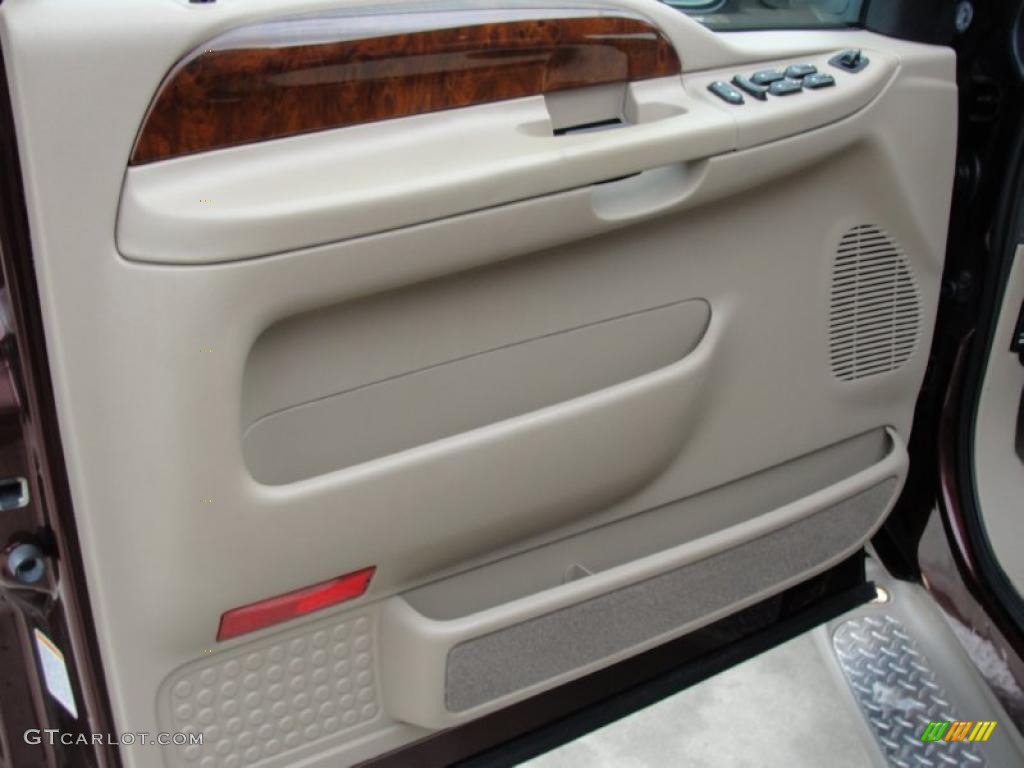 2004 Ford F350 Super Duty King Ranch Crew Cab Castano Brown Leather Door Panel Photo #45965927
