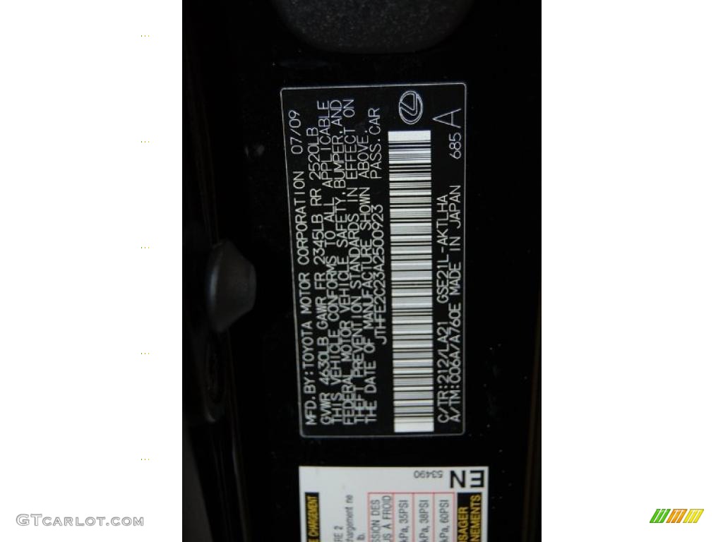 2010 IS Color Code 212 for Obsidian Black Photo #45967985