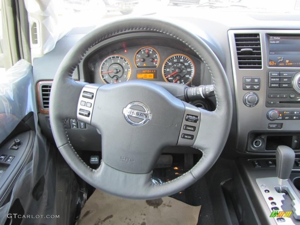 2011 Nissan Armada Platinum Charcoal Steering Wheel Photo #45969080