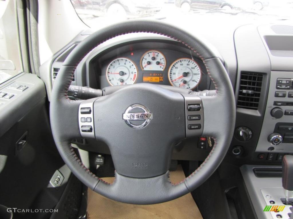 2011 Nissan Titan Pro-4X Crew Cab 4x4 Charcoal Steering Wheel Photo #45969101