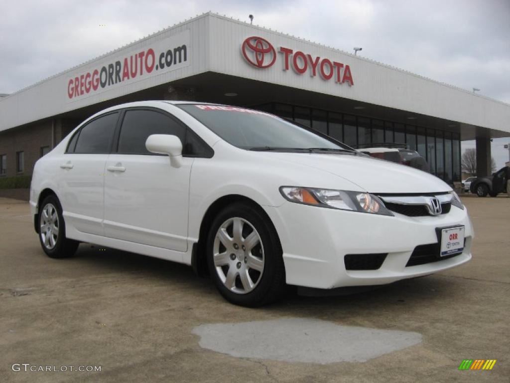 2009 Civic LX Sedan - Taffeta White / Beige photo #1