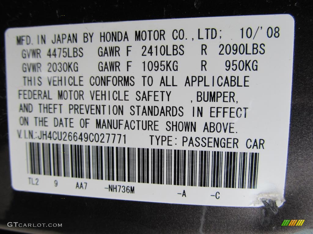 2009 TSX Sedan - Grigio Metallic / Ebony photo #26