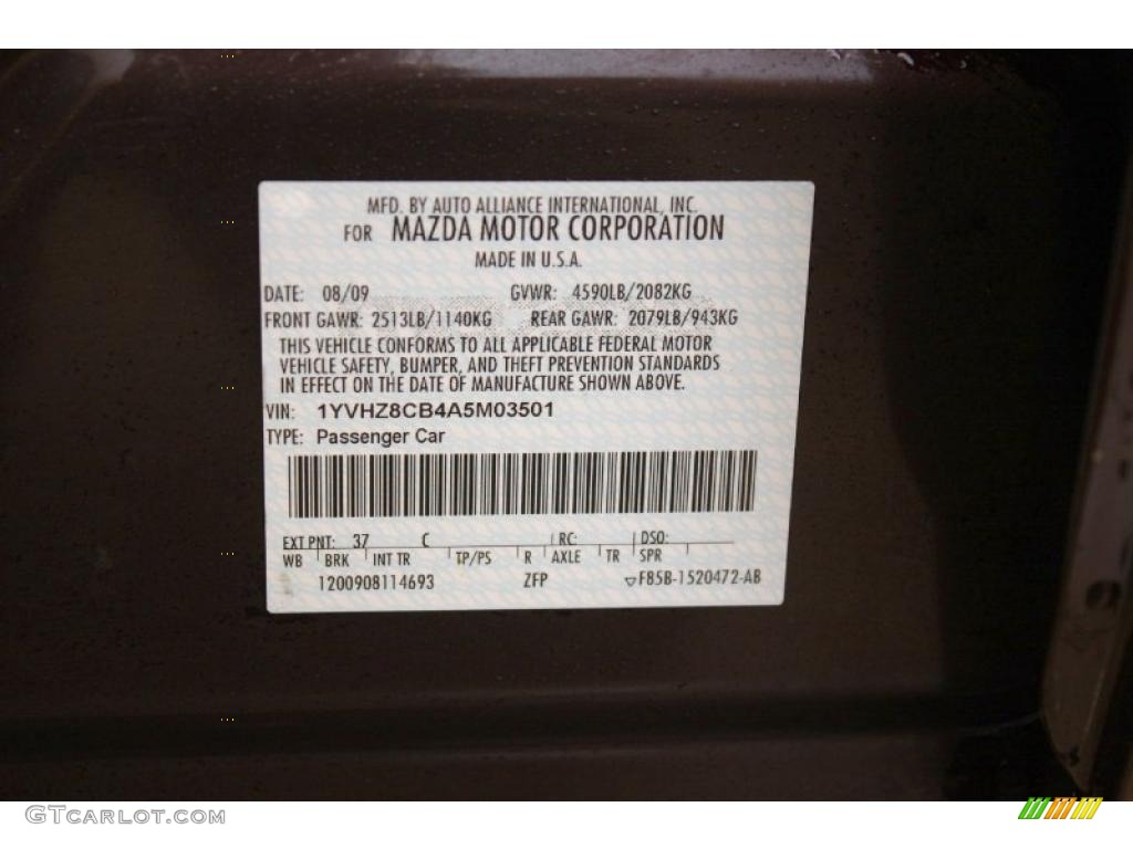 2010 MAZDA6 s Grand Touring Sedan - Black Cherry Metallic / Black photo #22