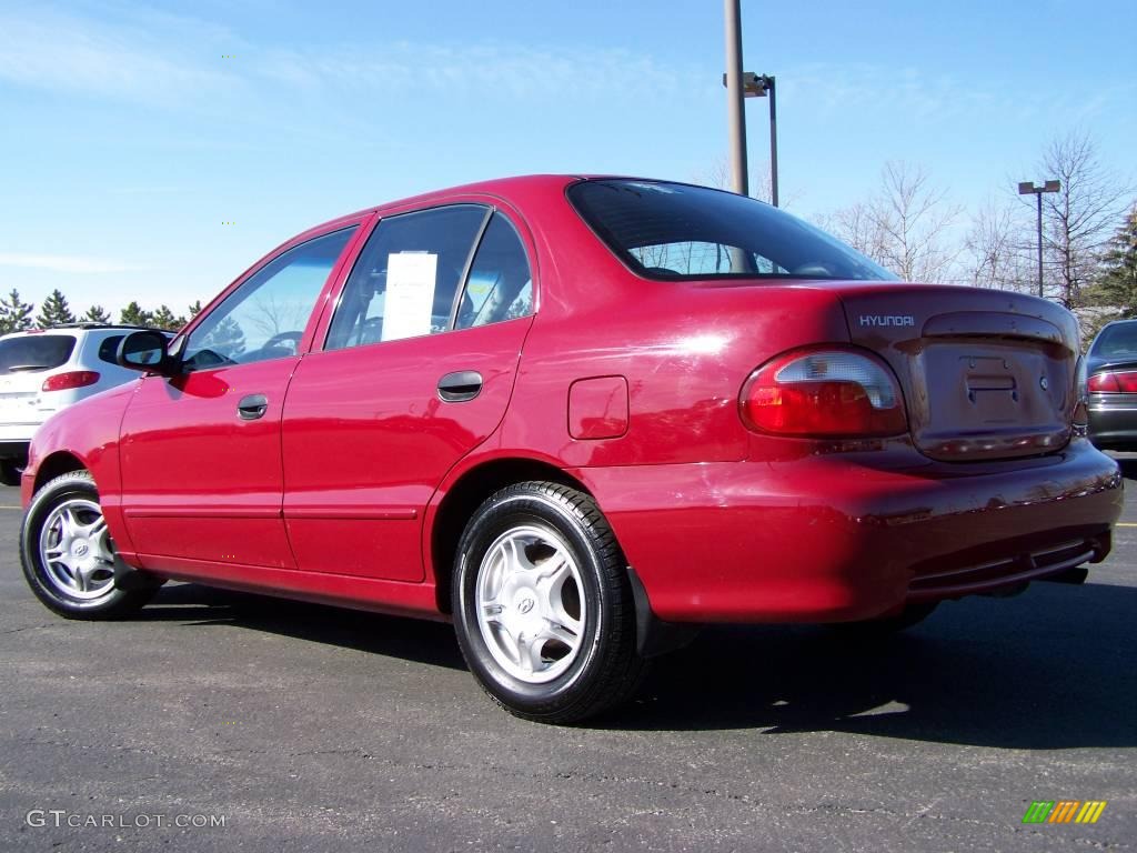 1999 Accent GL Sedan - Cherry Red / Gray photo #3