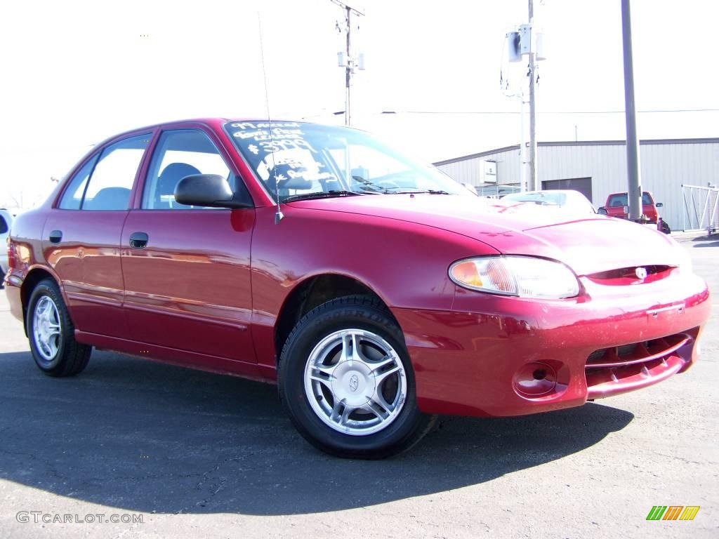 1999 Accent GL Sedan - Cherry Red / Gray photo #5