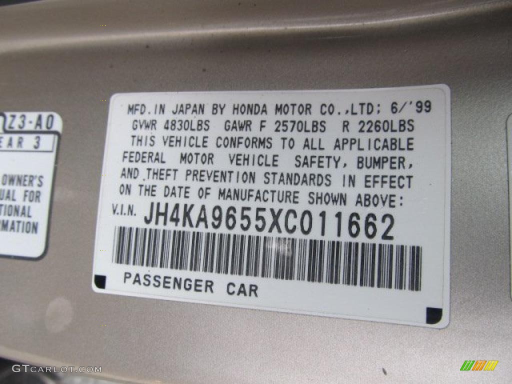 1999 Acura RL 3.5 Sedan Info Tag Photo #45985838