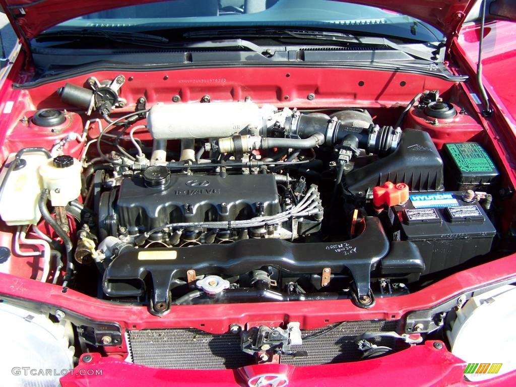 1999 Accent GL Sedan - Cherry Red / Gray photo #11