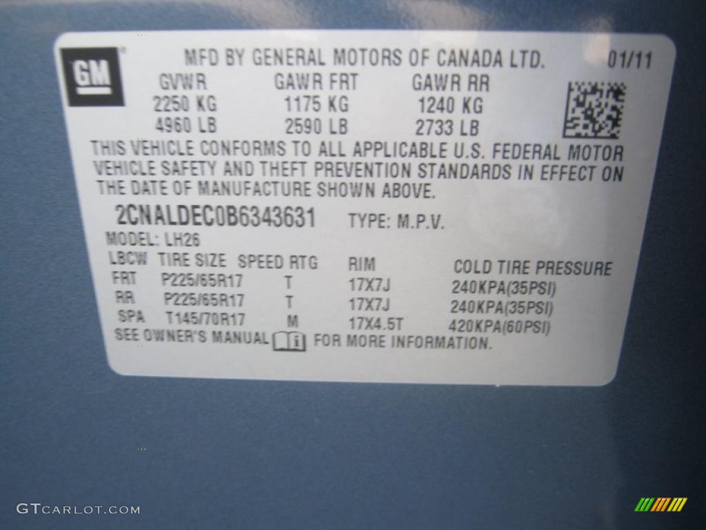 2011 Equinox LT - Twilight Blue Metallic / Jet Black photo #27