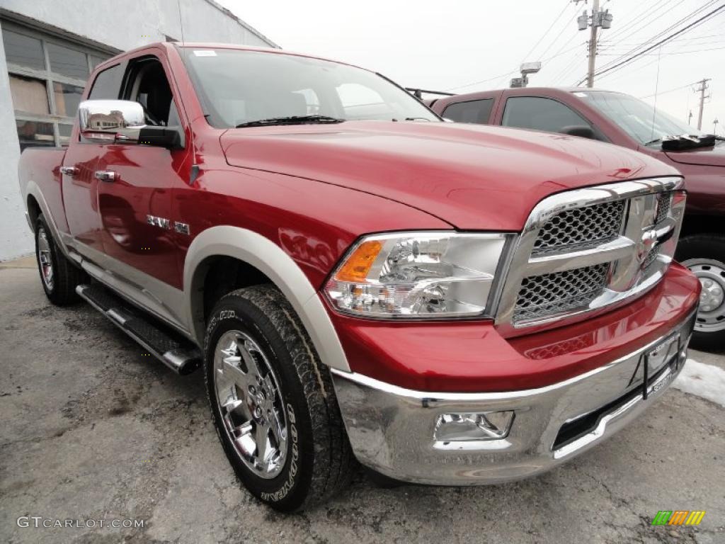 2009 Ram 1500 Laramie Quad Cab 4x4 - Inferno Red Crystal Pearl / Dark Slate Gray photo #5