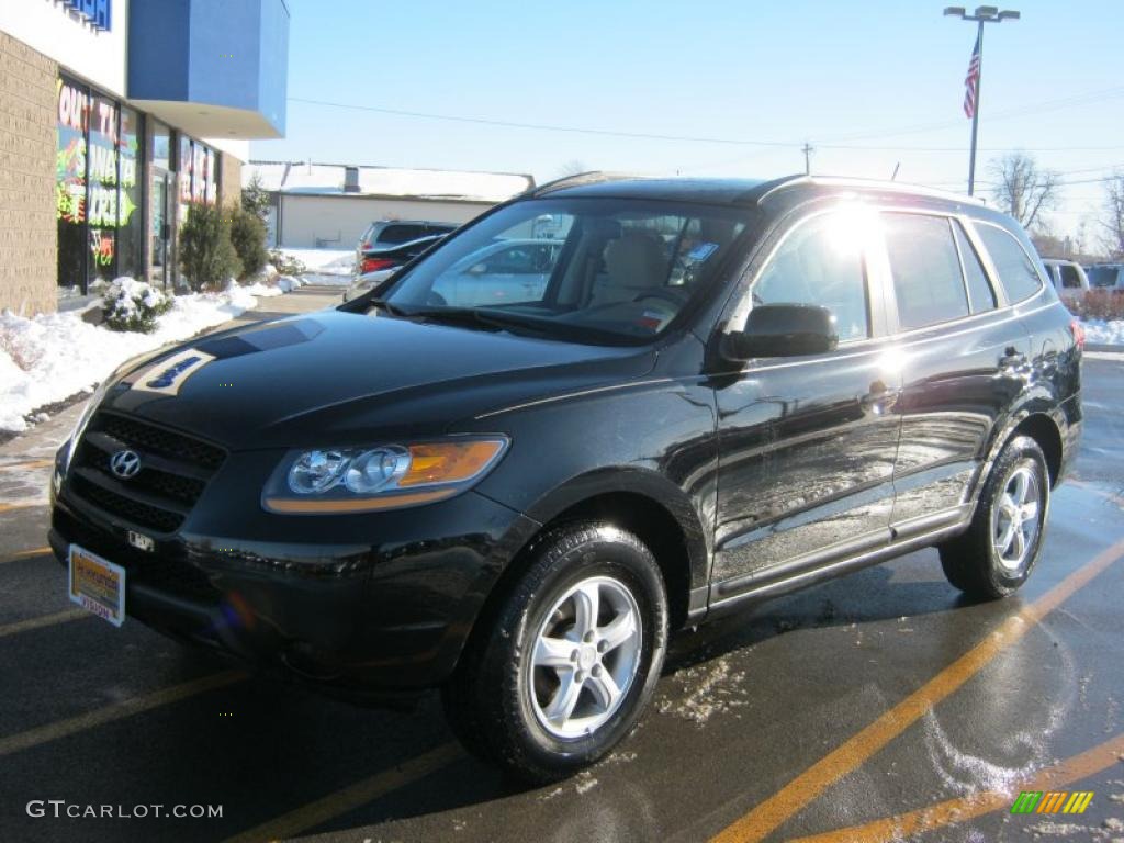 2008 Santa Fe GLS - Ebony Black / Beige photo #1