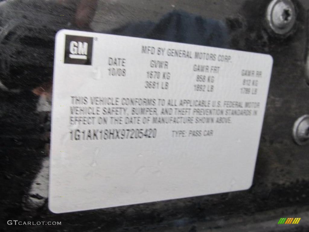2009 Chevrolet Cobalt LS XFE Coupe Info Tag Photo #45993452
