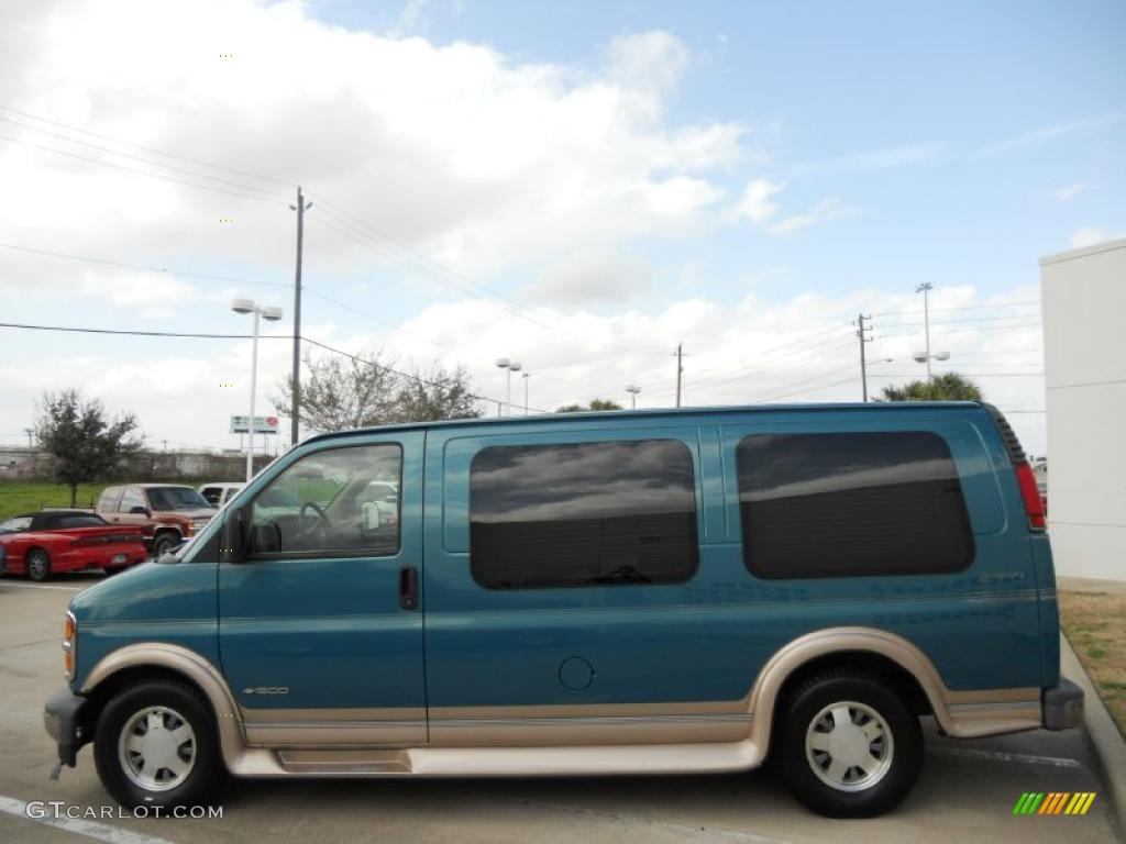 Medium Fernmist Green Metallic 1999 Chevrolet Express 1500 Passenger Conversion Van Exterior Photo #45997469