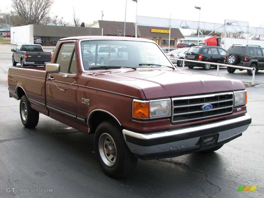 Cabernet Red 1990 Ford F150 XLT Lariat Regular Cab Exterior Photo #4599894