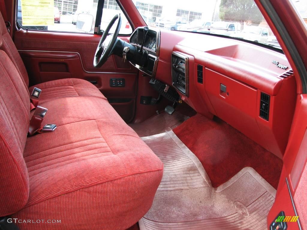 Scarlet Red Interior 1990 Ford F150 XLT Lariat Regular Cab Photo #4599914