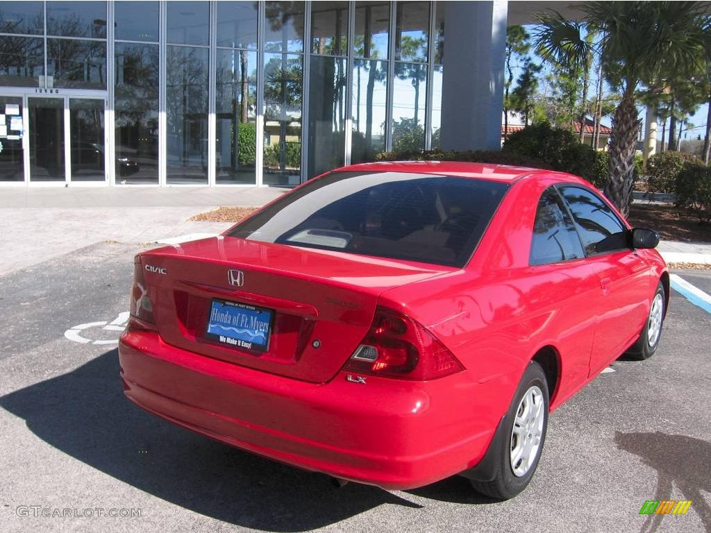 2002 Civic LX Coupe - Rally Red / Beige photo #3