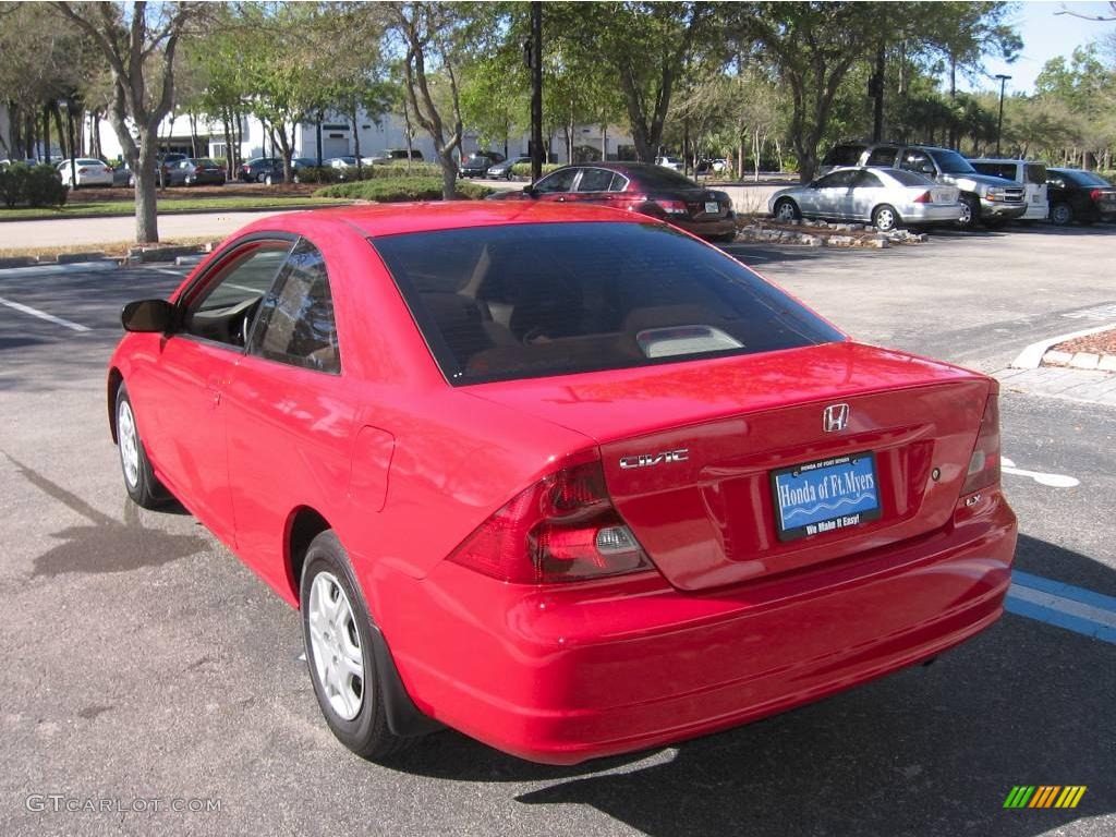 2002 Civic LX Coupe - Rally Red / Beige photo #6
