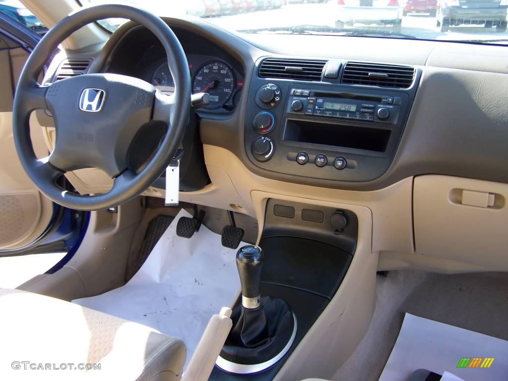 2004 Civic Value Package Coupe - Fiji Blue Pearl / Ivory Beige photo #8