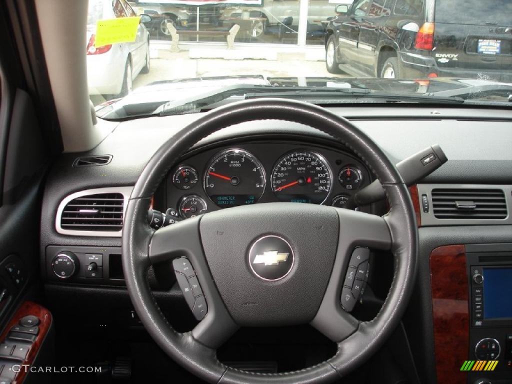 2010 Chevrolet Silverado 3500HD LTZ Crew Cab Dually Ebony Steering Wheel Photo #46005832