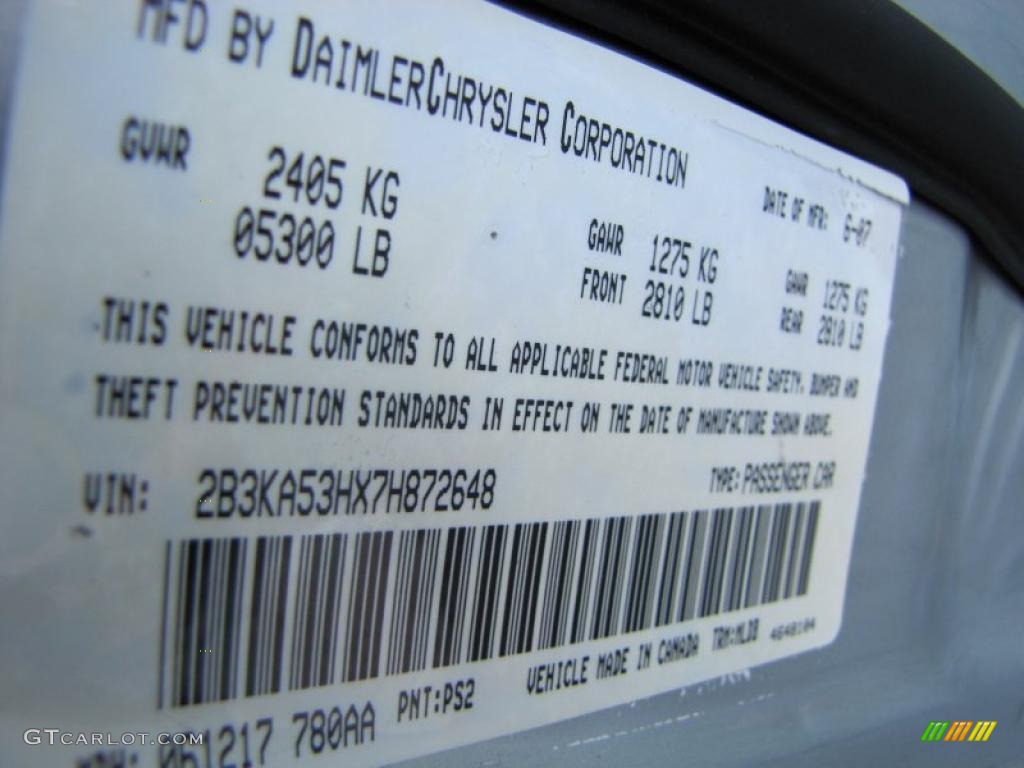 2007 Dodge Charger R/T Color Code Photos