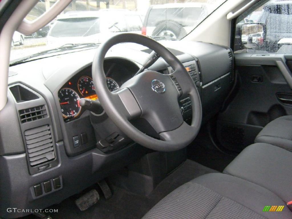 2008 Nissan Titan SE Crew Cab 4x4 Charcoal Steering Wheel Photo #46026853