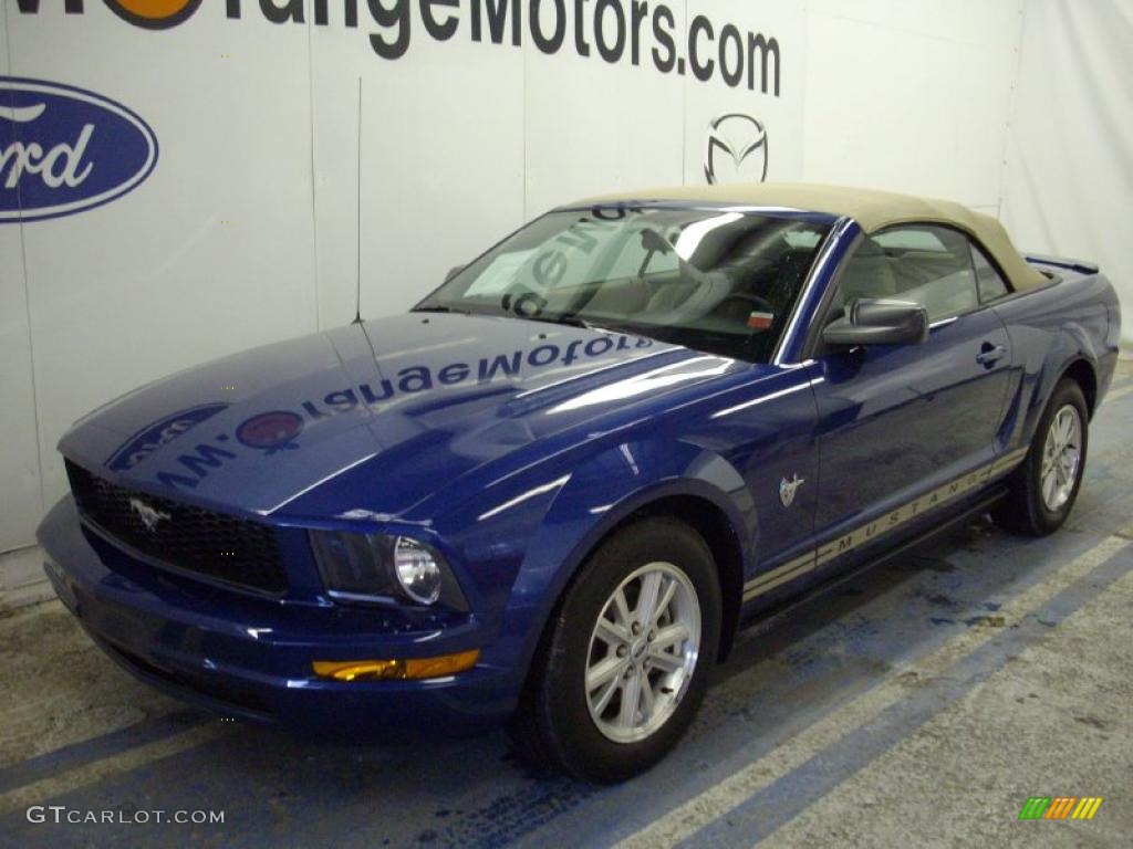 2009 Mustang V6 Convertible - Vista Blue Metallic / Medium Parchment photo #1