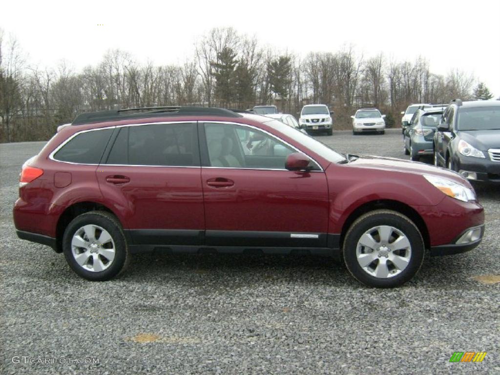 2011 Outback 2.5i Premium Wagon - Ruby Red Pearl / Warm Ivory photo #2