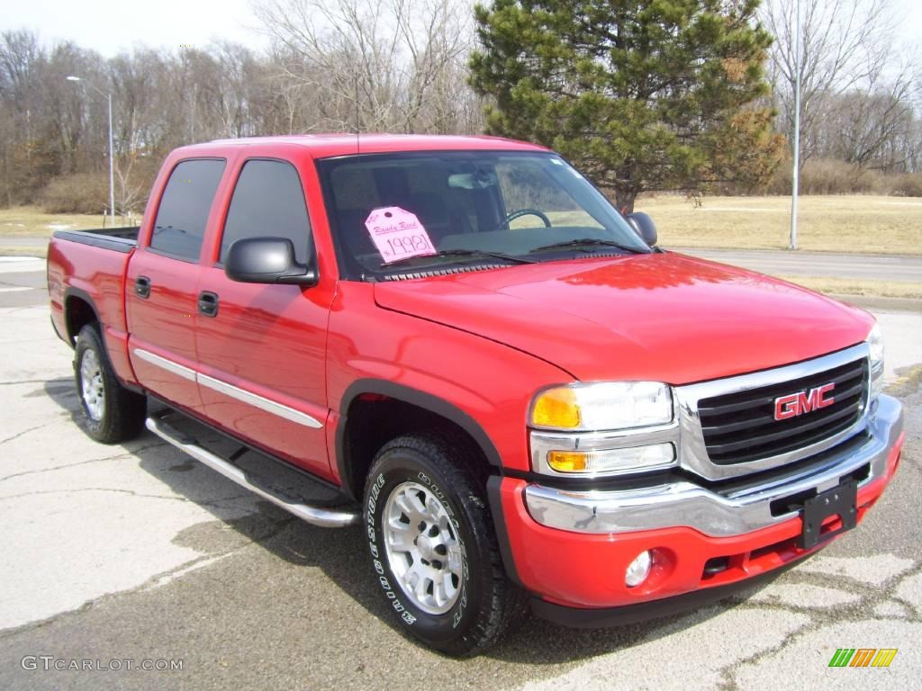 2006 Sierra 1500 SLE Crew Cab 4x4 - Fire Red / Pewter photo #2