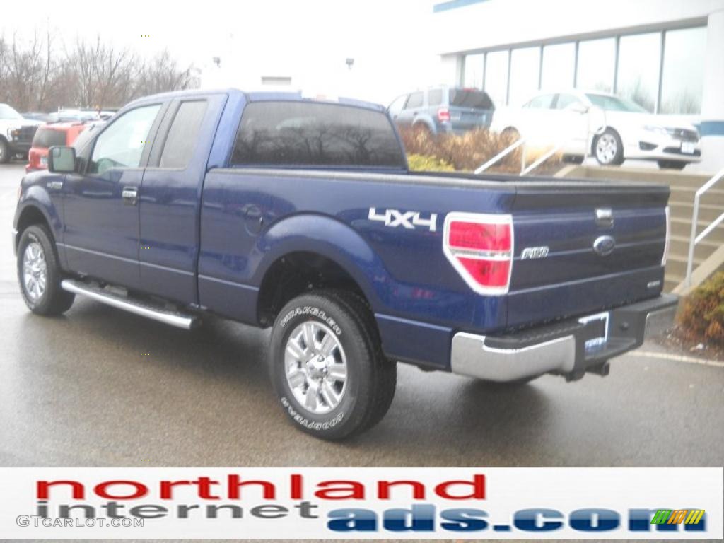 2011 F150 XLT SuperCab 4x4 - Dark Blue Pearl Metallic / Steel Gray photo #8