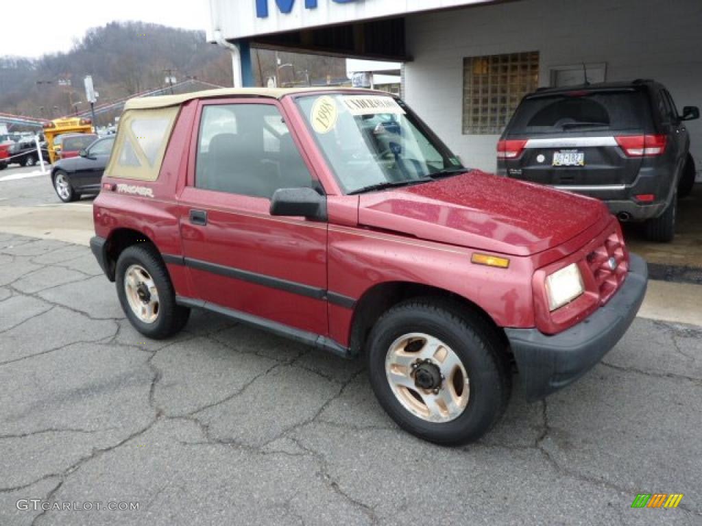1998 Tracker Soft Top 4x4 - Sunset Red Metallic / Charcoal photo #2