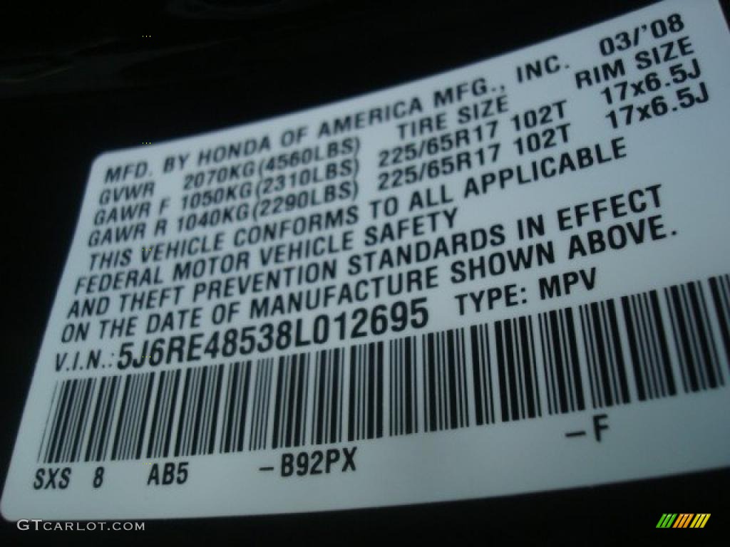 2008 CR-V EX 4WD - Nighthawk Black Pearl / Ivory photo #22