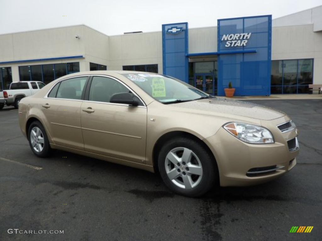 2008 Malibu LS Sedan - Sandstone Metallic / Cocoa/Cashmere Beige photo #1