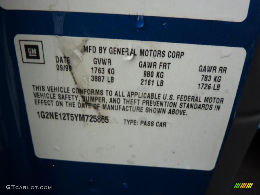 2000 Grand Am SE Coupe - Medium Gulf Blue Metallic / Dark Pewter photo #12