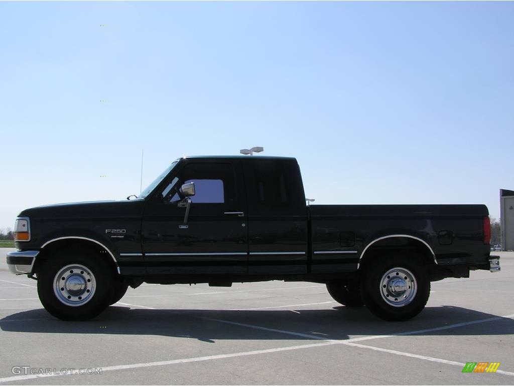 1996 F250 XLT Extended Cab - Dark Tourmaline Green Metallic / Grey photo #2