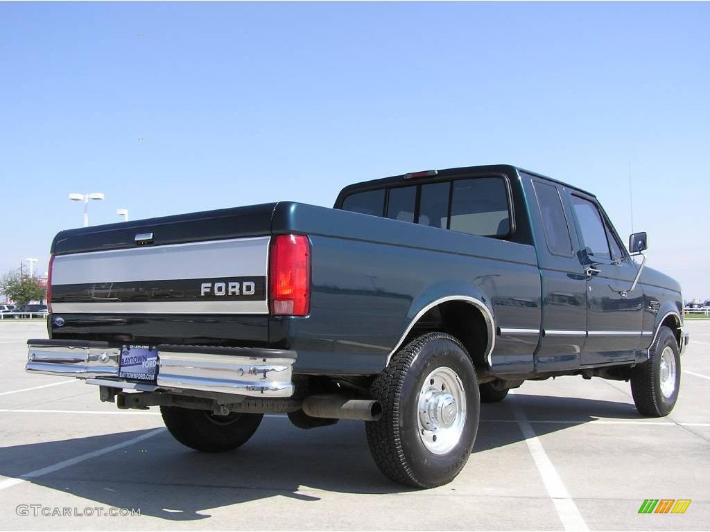 1996 F250 XLT Extended Cab - Dark Tourmaline Green Metallic / Grey photo #5