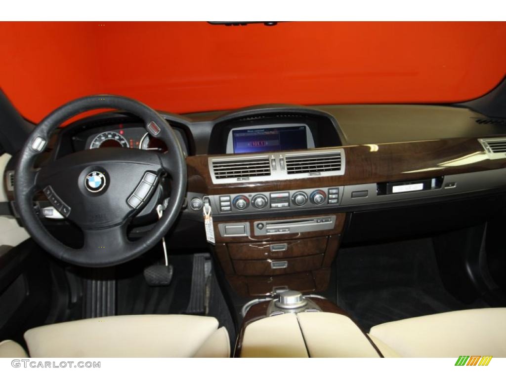 2008 BMW 7 Series 750Li Sedan Cream Beige Dashboard Photo #46055134