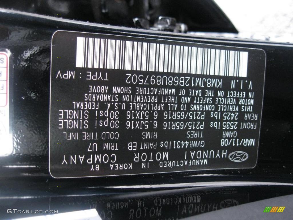 2008 Tucson Color Code EB for Obsidian Black Photo #46064556