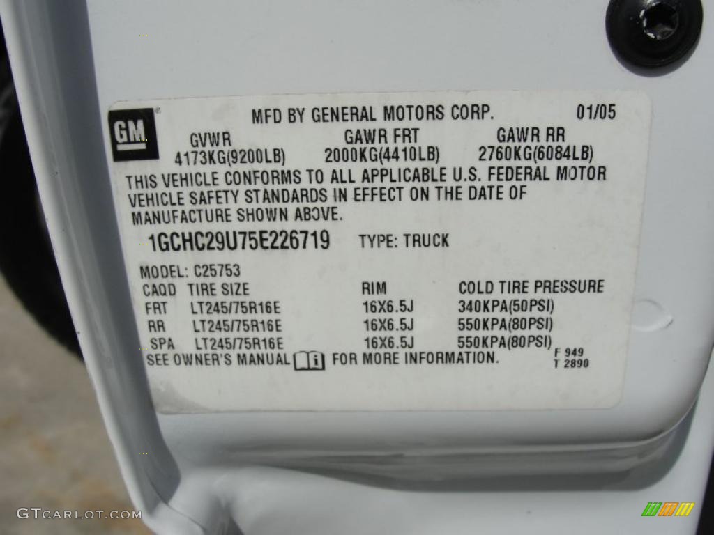 2005 Chevrolet Silverado 2500HD LT Extended Cab Info Tag Photos