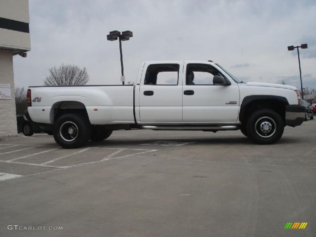 2005 Silverado 3500 LT Crew Cab 4x4 Dually - Summit White / Dark Charcoal photo #2