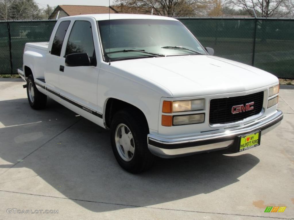 1997 Sierra 1500 SLE Extended Cab - Olympic White / Pewter Gray photo #1