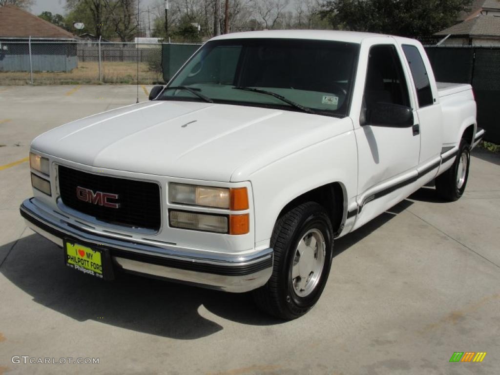 1997 Sierra 1500 SLE Extended Cab - Olympic White / Pewter Gray photo #7