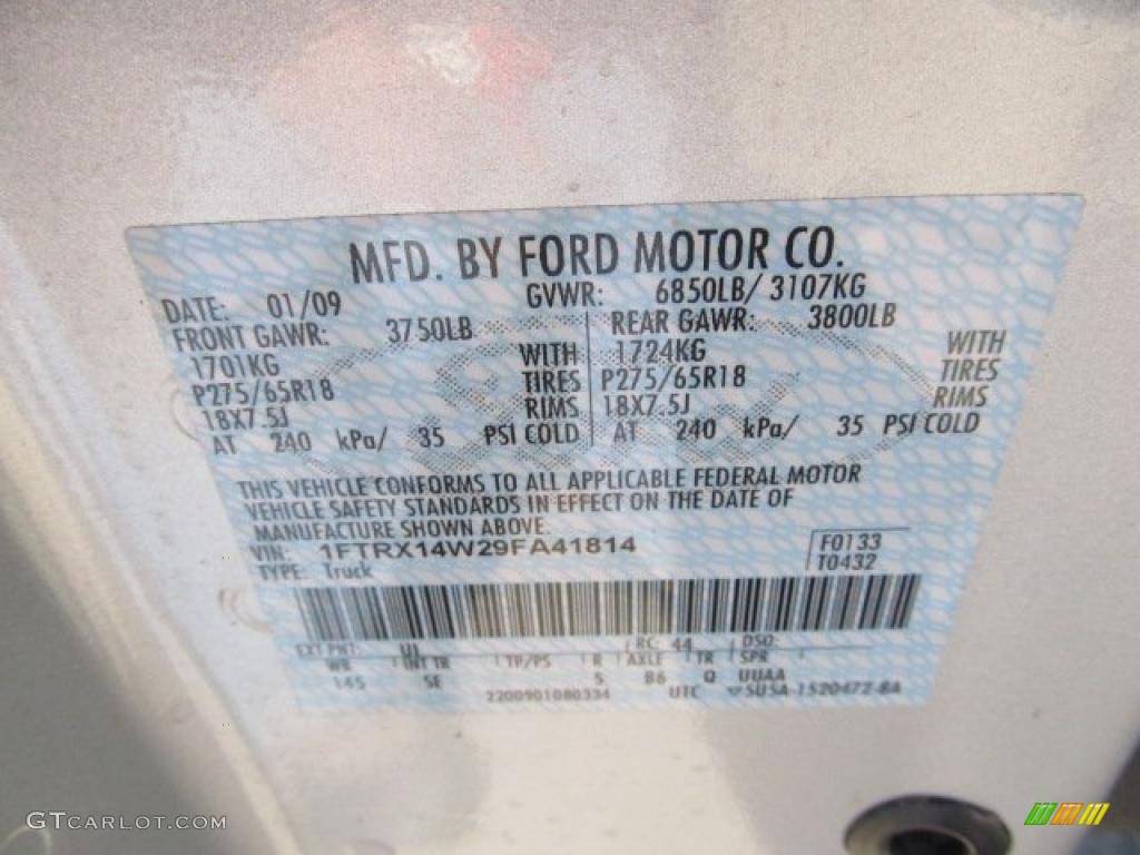 2009 F150 Color Code UI for Brilliant Silver Metallic Photo #46078440