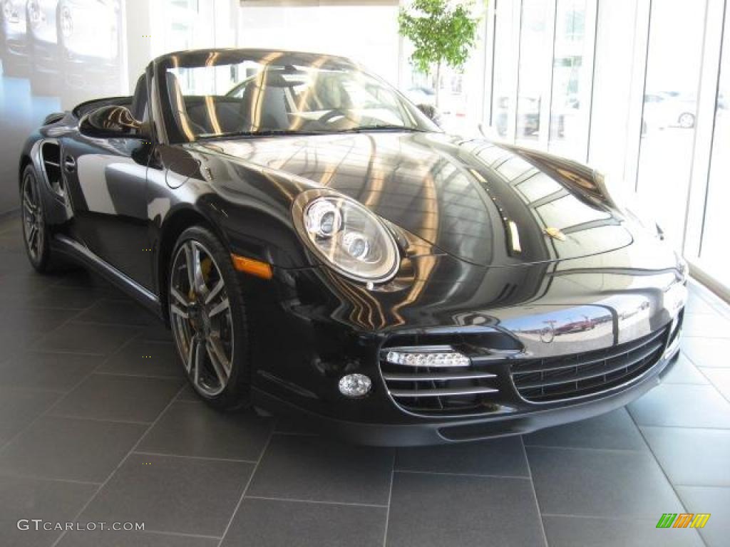 2011 911 Turbo S Cabriolet - Basalt Black Metallic / Black photo #1