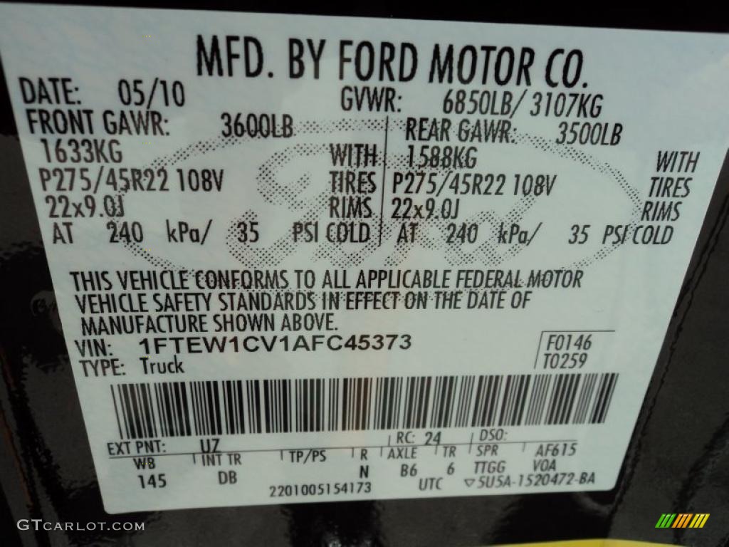 2010 F150 Color Code UZ for Lava Red Metallic Photo #46081190