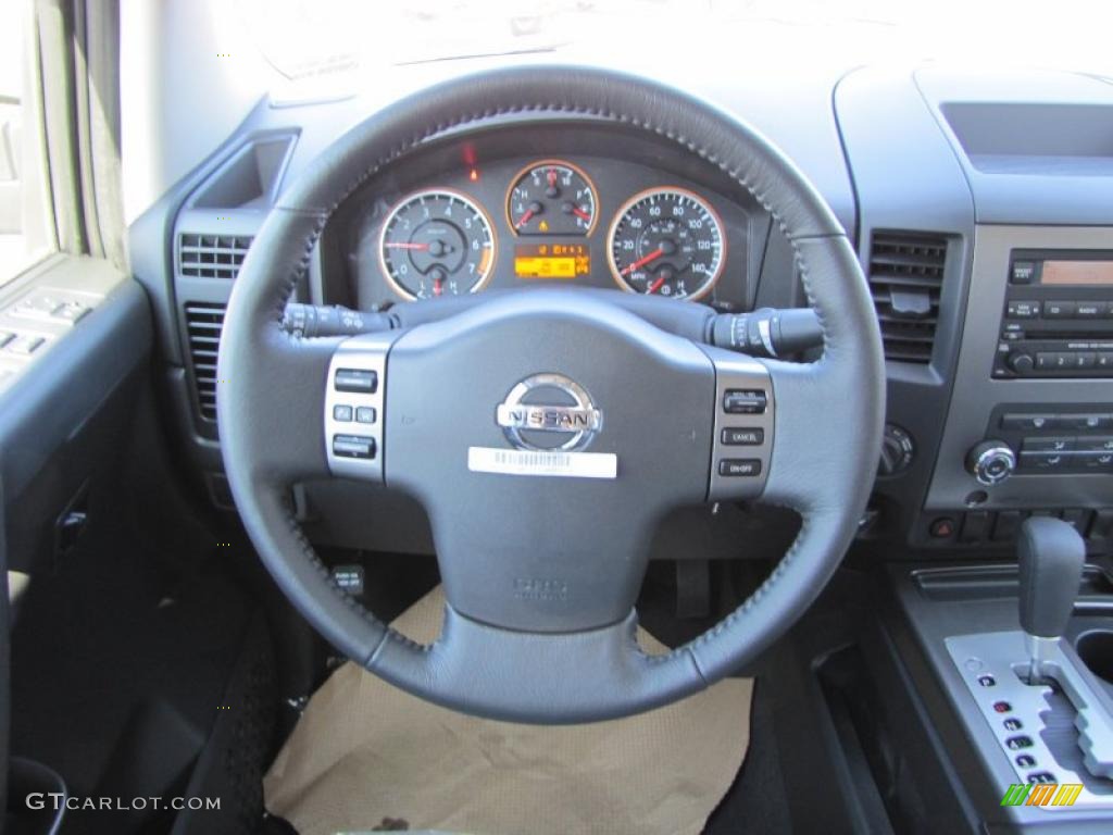 2011 Nissan Titan SV Heavy Metal Chrome Edition Crew Cab 4x4 Charcoal Steering Wheel Photo #46082084